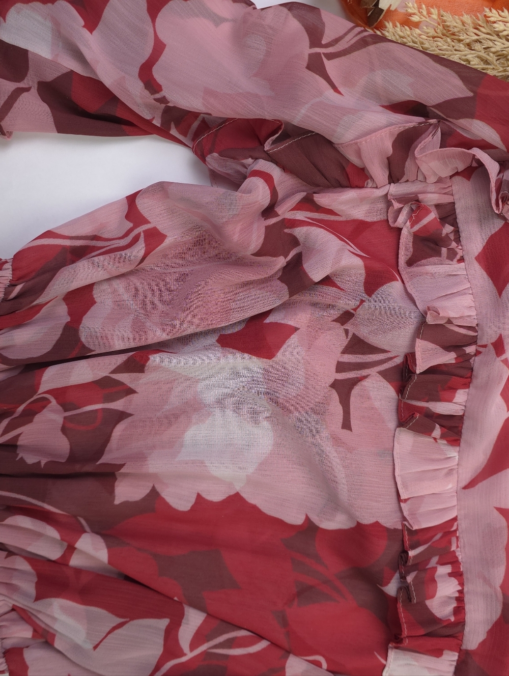 New Misa Los Angeles Stunning Magenta & Pink Floral Tiered Maxi Dress Sz S - Picture 10 of 13